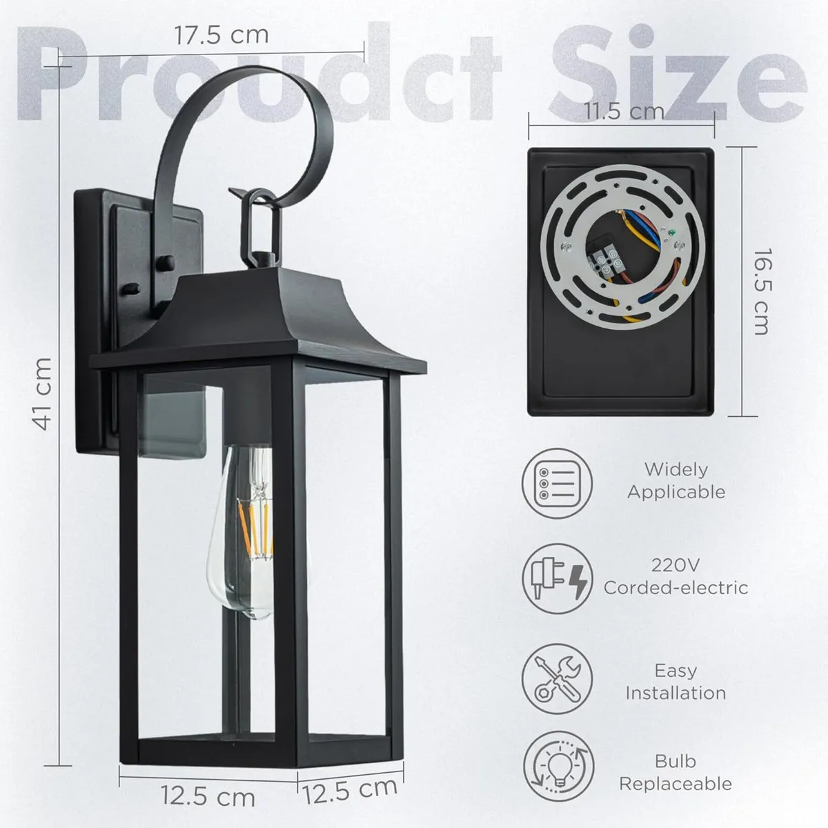 Wall Lights for Outdoor 2 Pack Vintage Black - Image 3