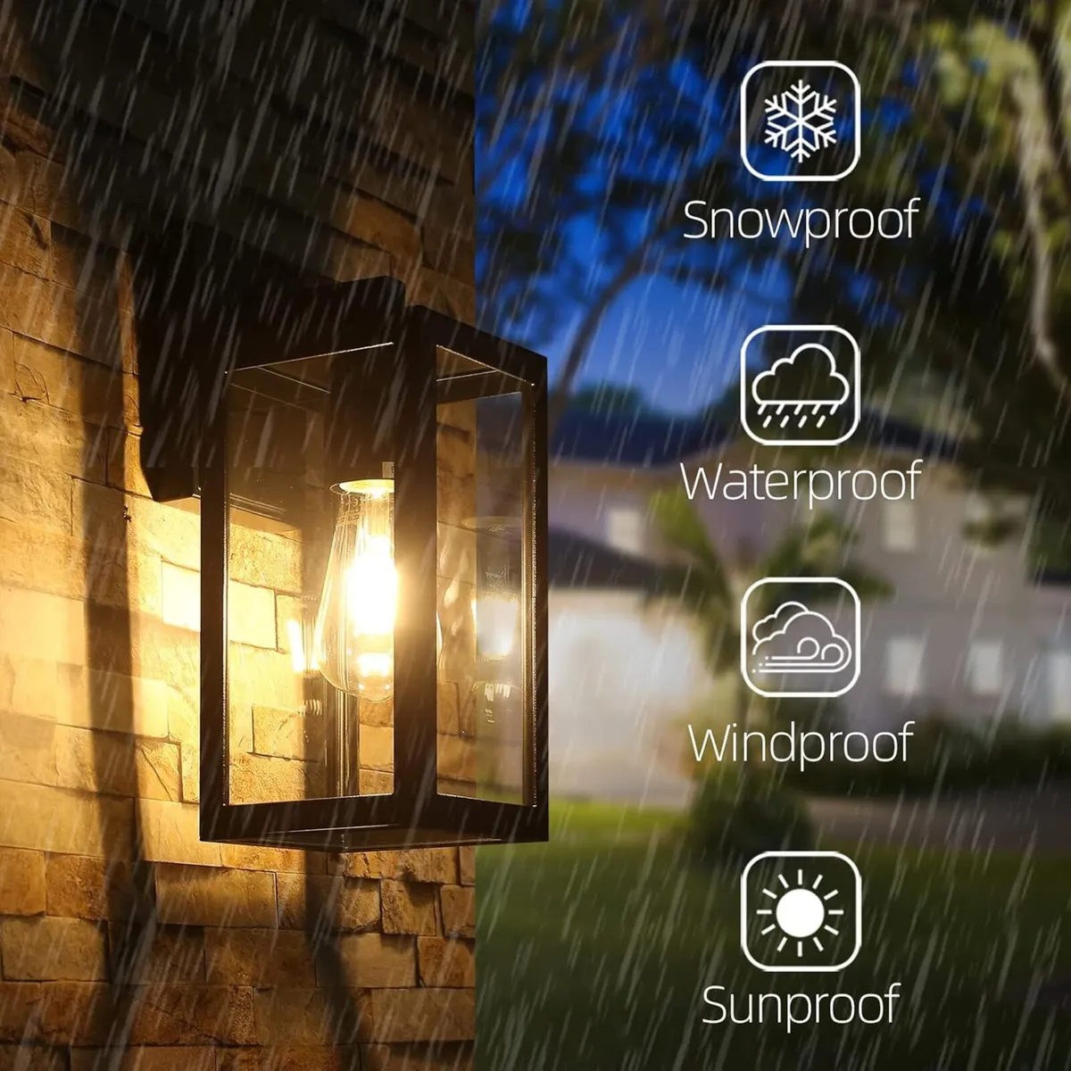 Outdoor Wall Lights Black Lantern Porch Light - Image 4