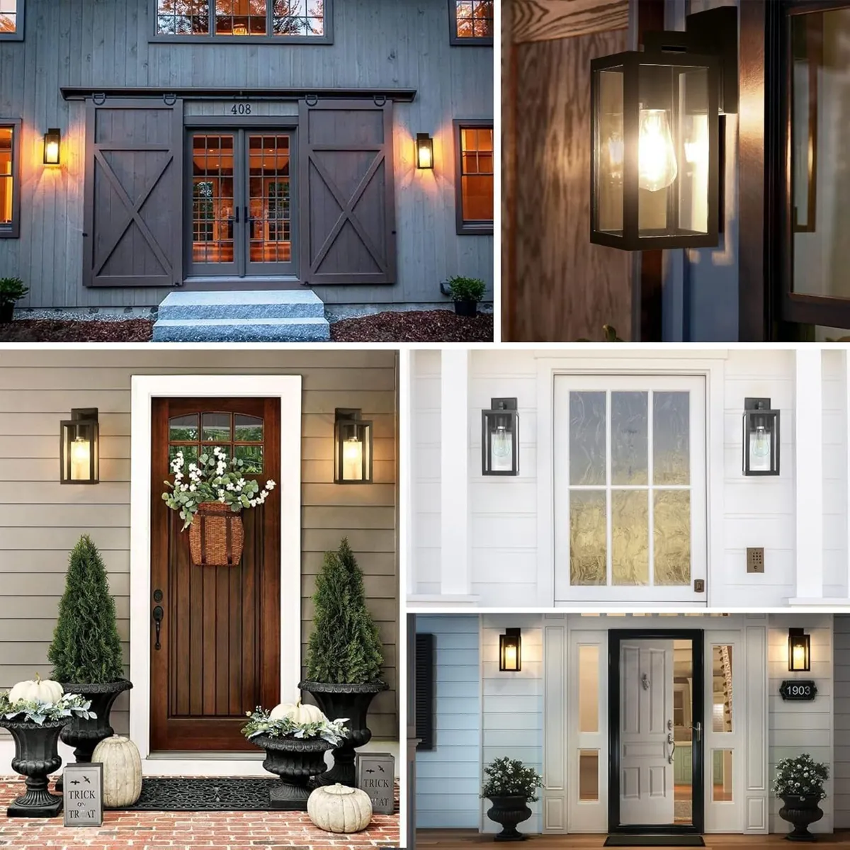 Outdoor Wall Lights Black Lantern Porch Light - Image 2