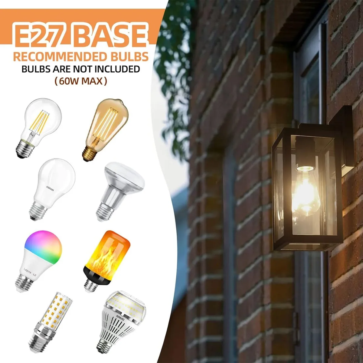 Outdoor Wall Lights Black Lantern Porch Light - Image 3