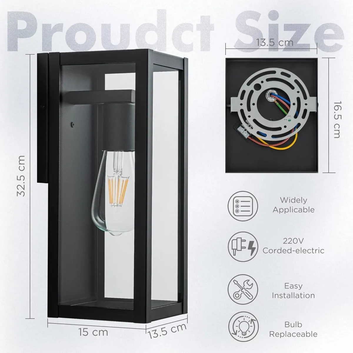 Outdoor Porch Wall Lights 2 Pack Matte Black - Image 3