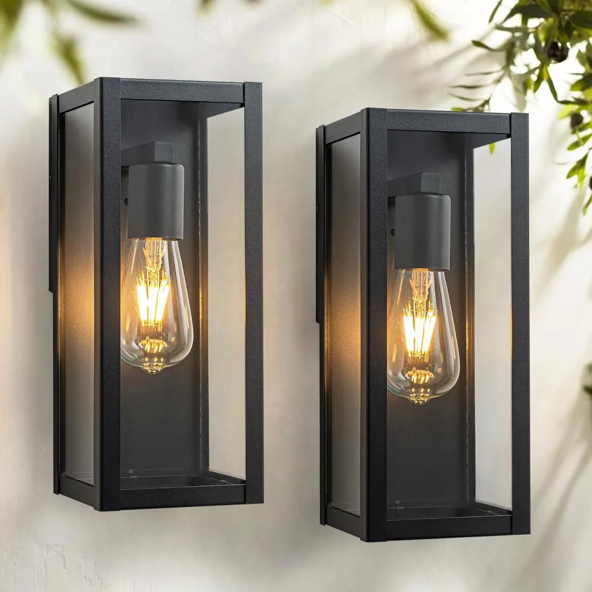 Outdoor Porch Wall Lights 2 Pack Matte Black - Image 1