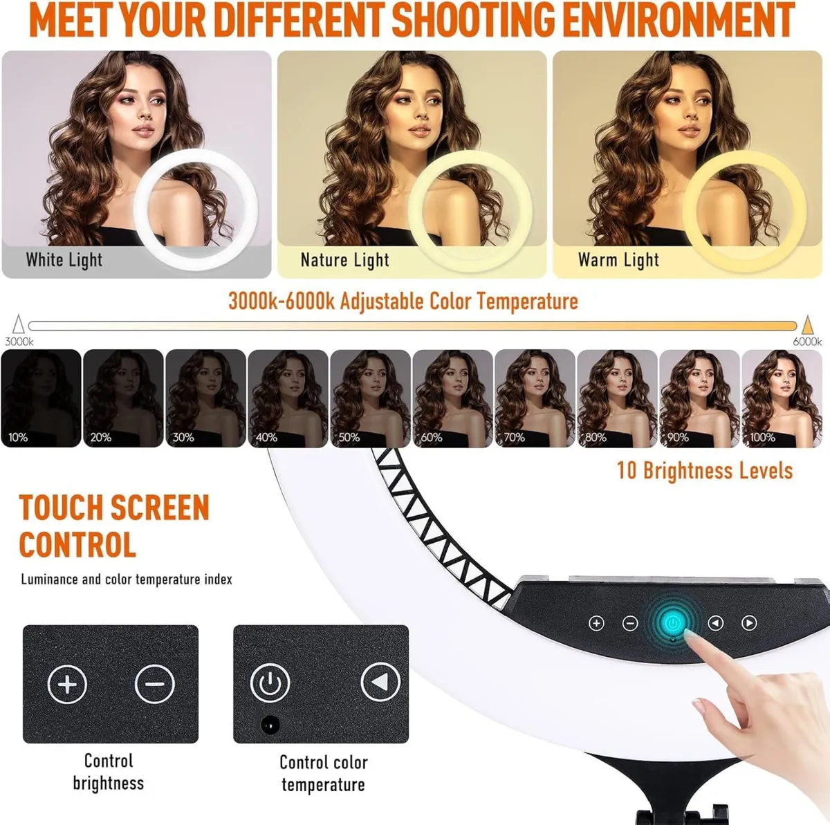 21 inch LED Ring Light with Tripod Stand 6000K - Image 2