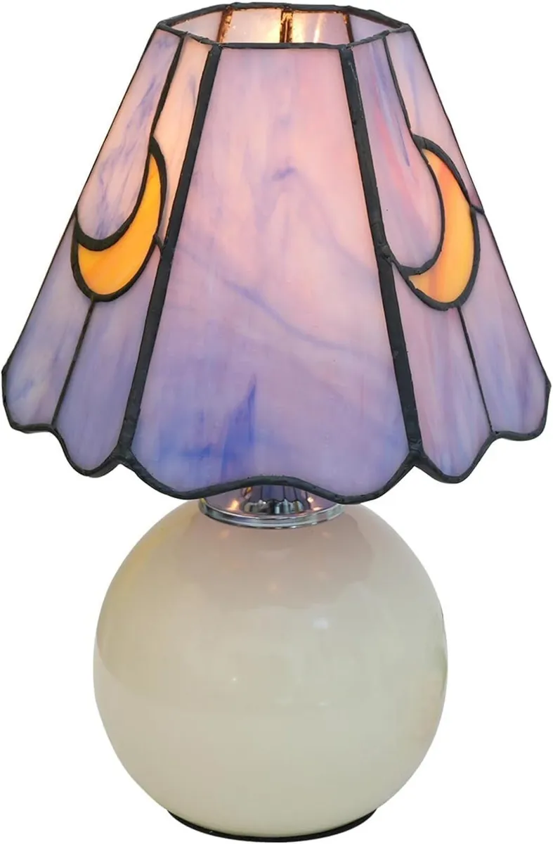 Tiffany Lamp Stained Glass Table Mushroom Moon - Image 1