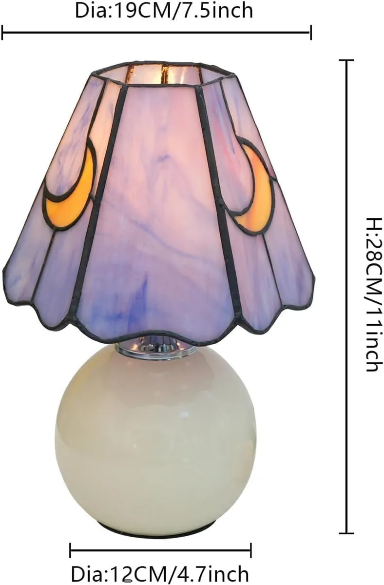 Tiffany Lamp Stained Glass Table Mushroom Moon - Image 2