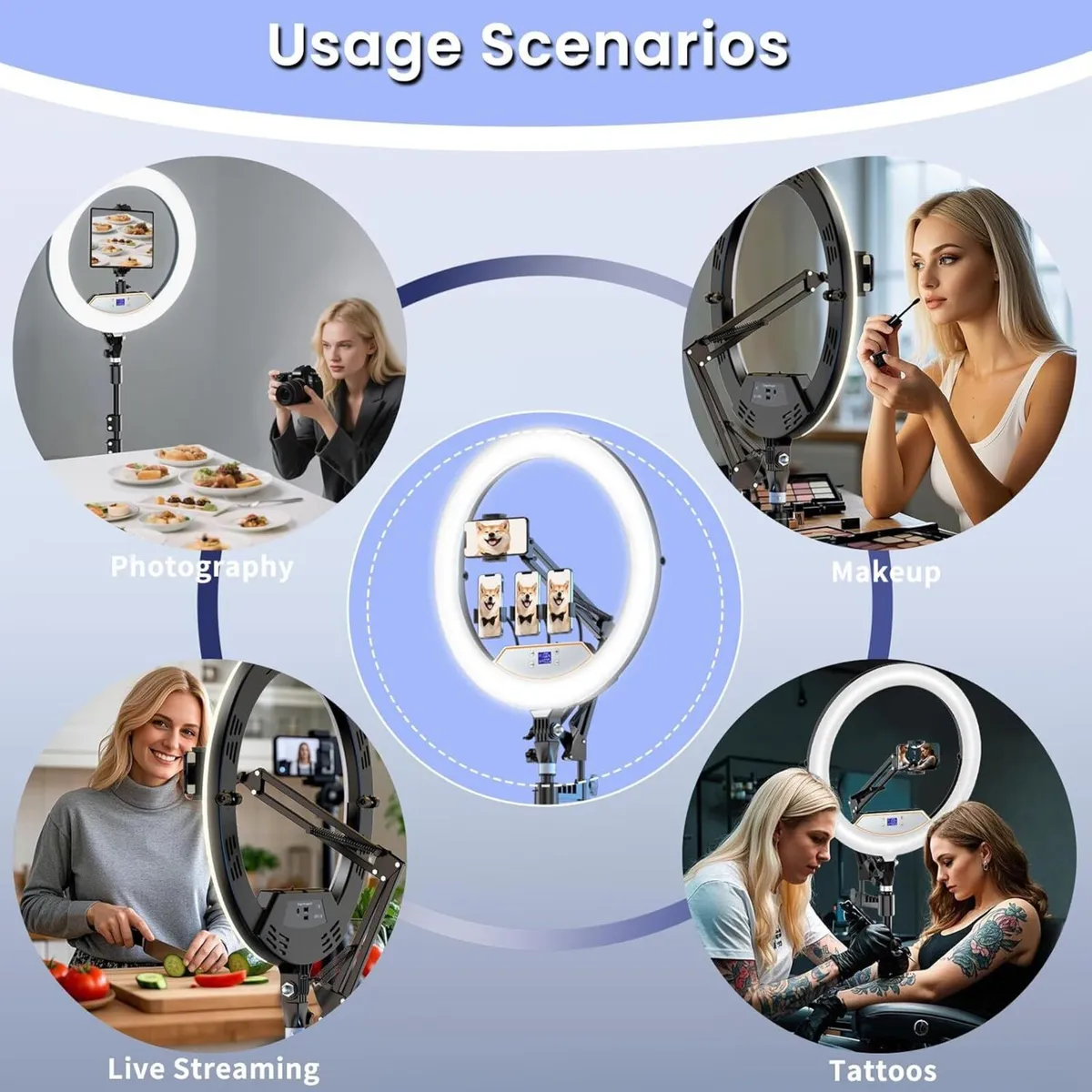 22 Foldable Large Ring Light with Stand for - Image 3