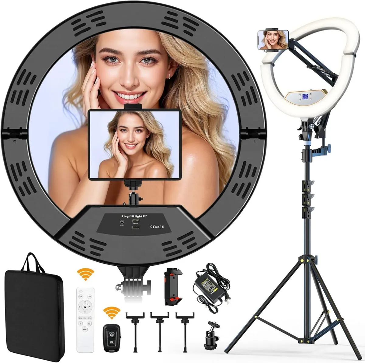 22 Foldable Large Ring Light with Stand for - Image 1