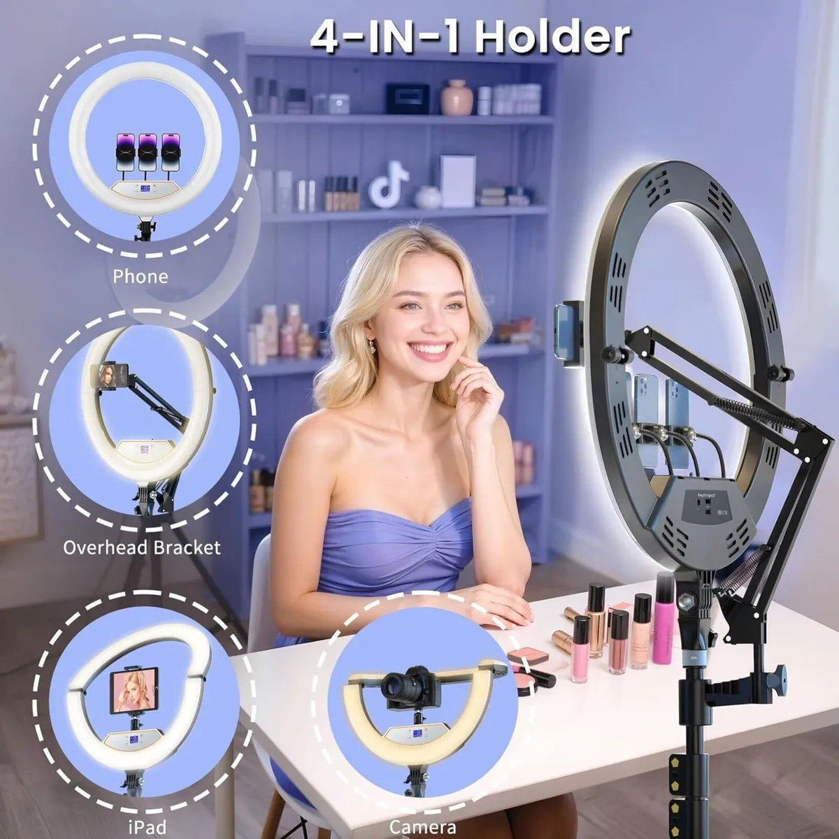 22 Foldable Large Ring Light with Stand for - Image 2