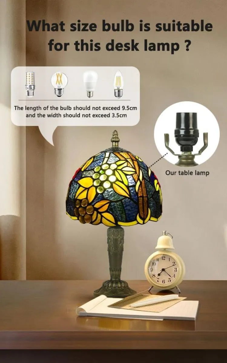 Small Tiffany Style Table Lamp 3 Color Temperature - Image 4