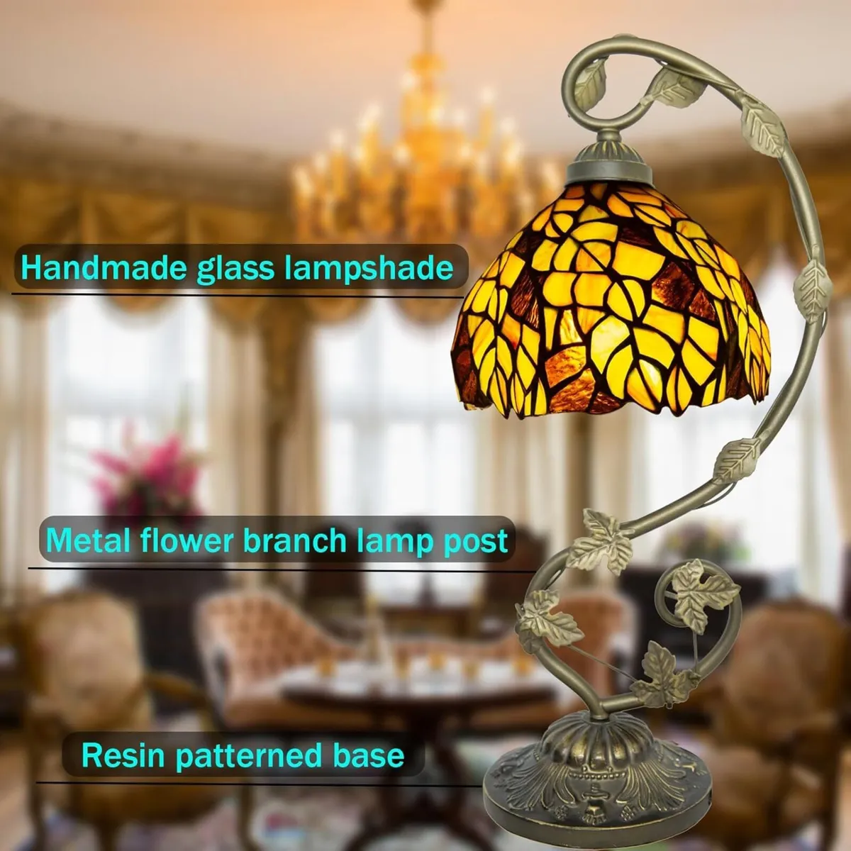 Small Tiffany Lamp 8 Inch Style Lights Table - Image 4