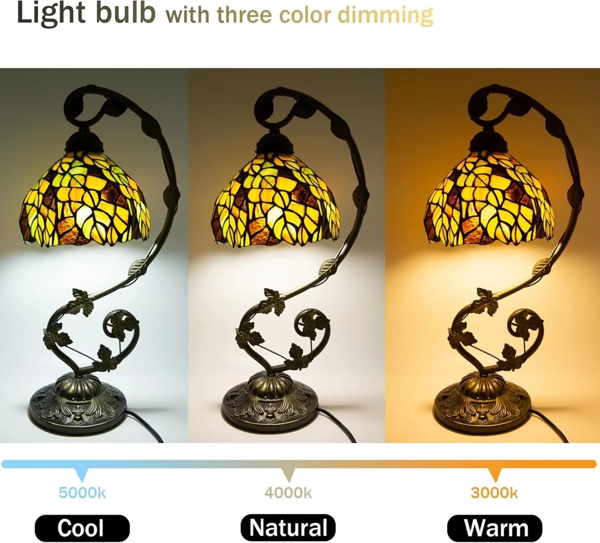 Small Tiffany Lamp 8 Inch Style Lights Table - Image 2