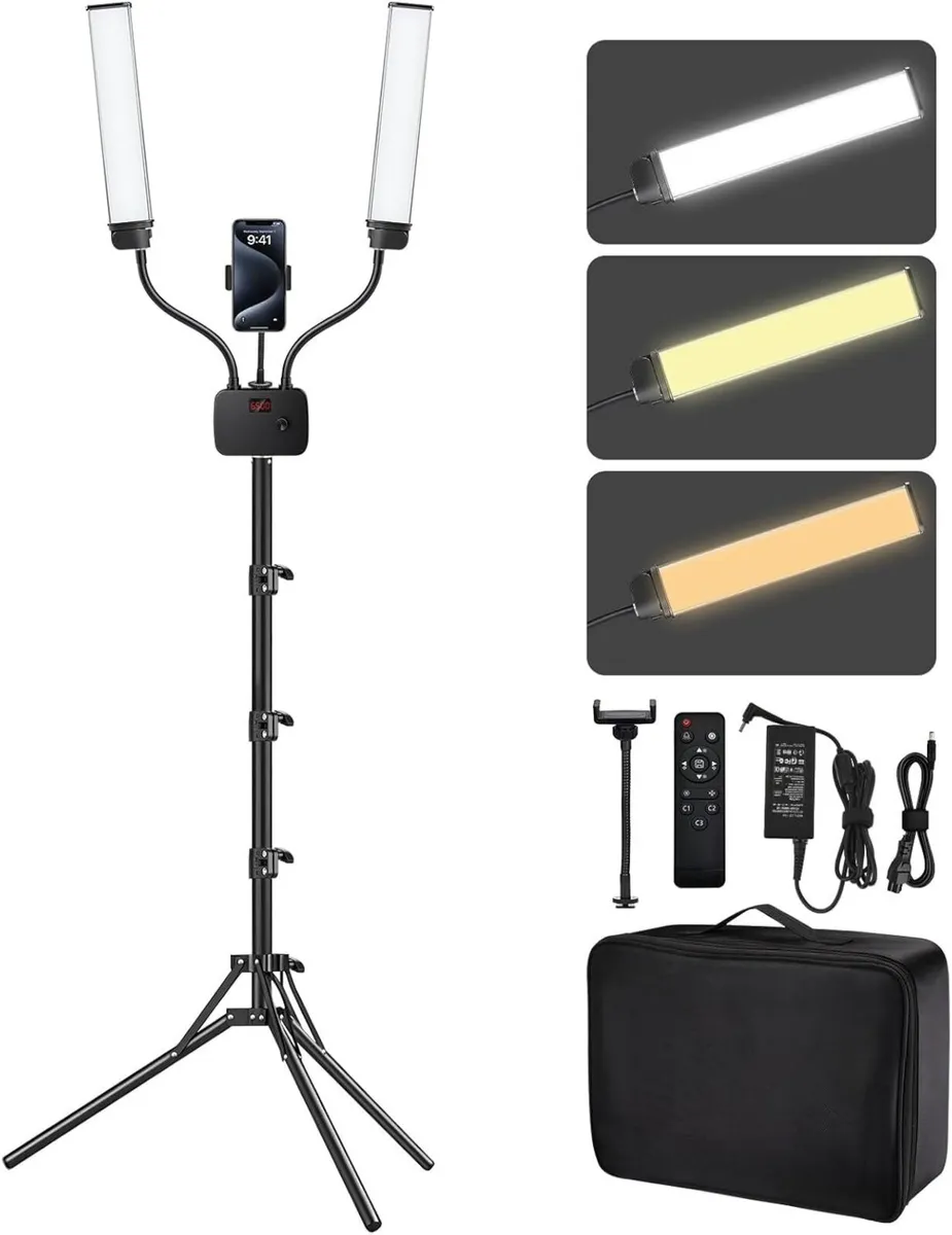 Selfie Light with 75'' Tripod Stand Dimmable 3 - Image 1