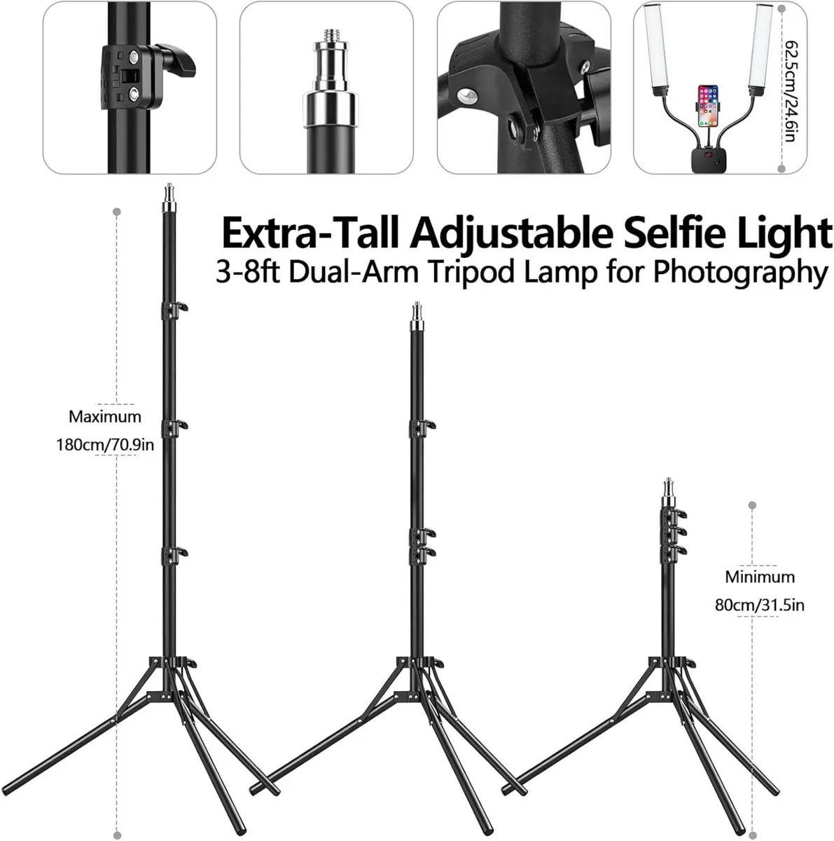 Selfie Light with 75'' Tripod Stand Dimmable 3 - Image 3