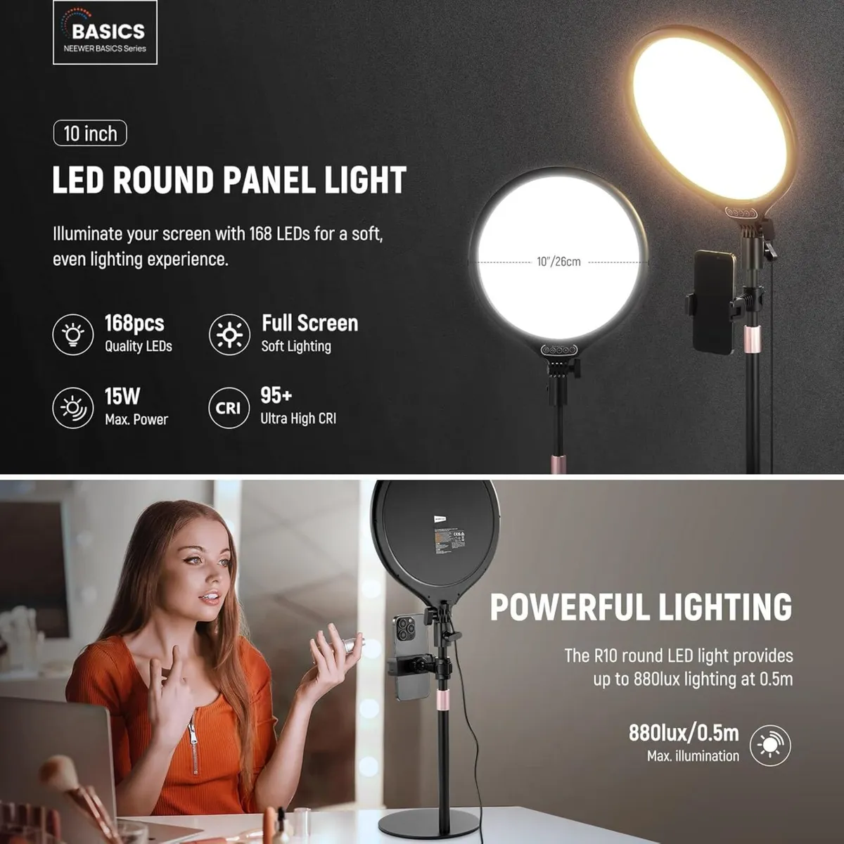 BASICS 2 Pack 10.5 Desk Ring Light with Stands/Ph - Image 2