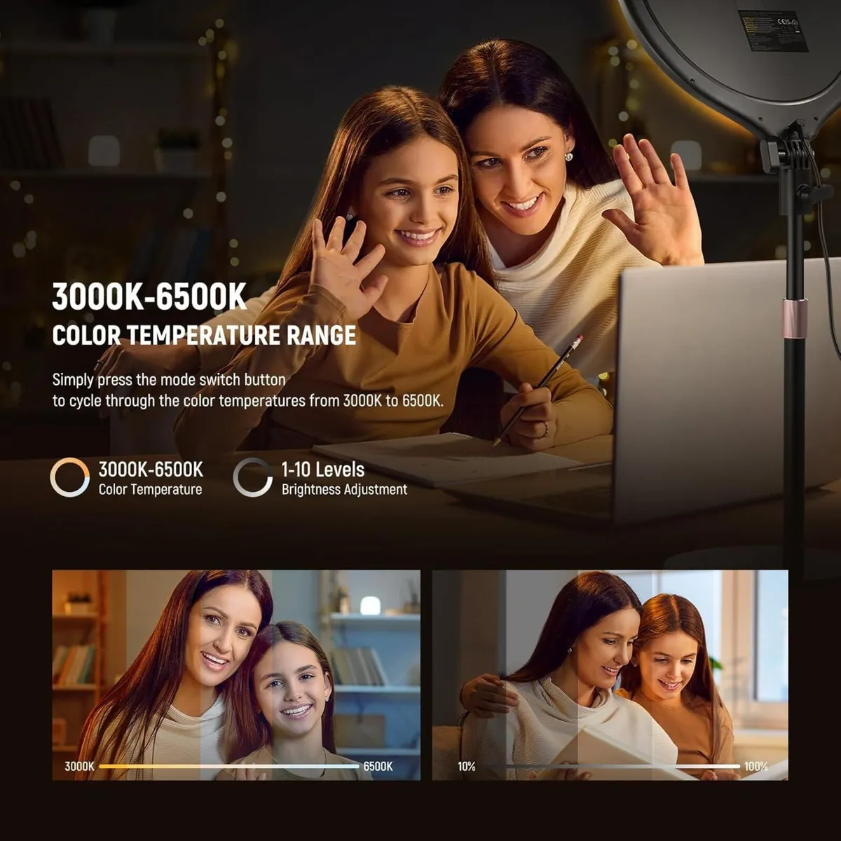 BASICS 2 Pack 10.5 Desk Ring Light with Stands/Ph - Image 3