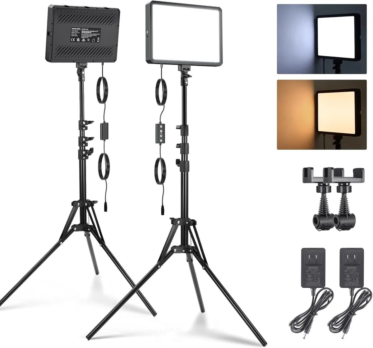 BASICS 2 Pack 25W LED Video Panel Lighting Kit - Image 1