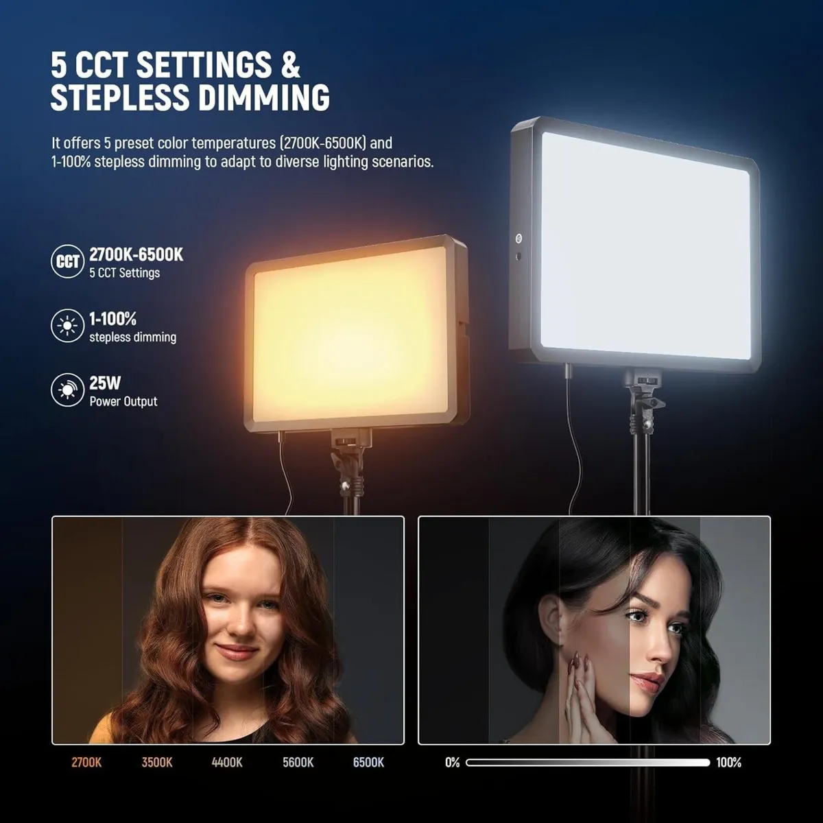 BASICS 2 Pack 25W LED Video Panel Lighting Kit - Image 3