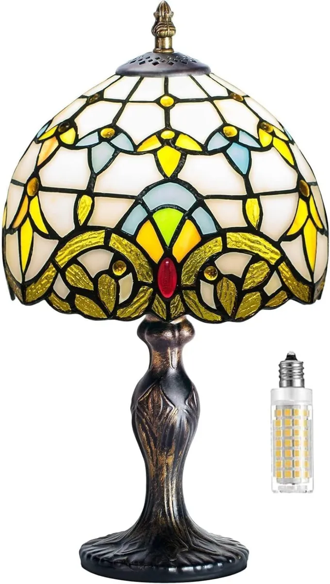 Stained Style Table Lamp Bedside Vintage Desk - Image 1