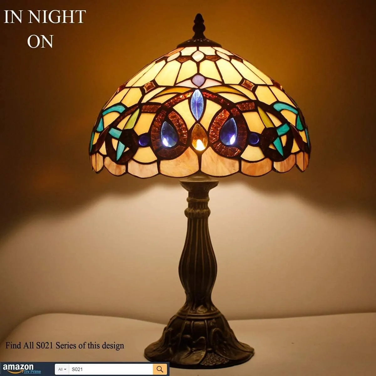 Tiffany Style Table Lamp Stained Glass Serenity - Image 3