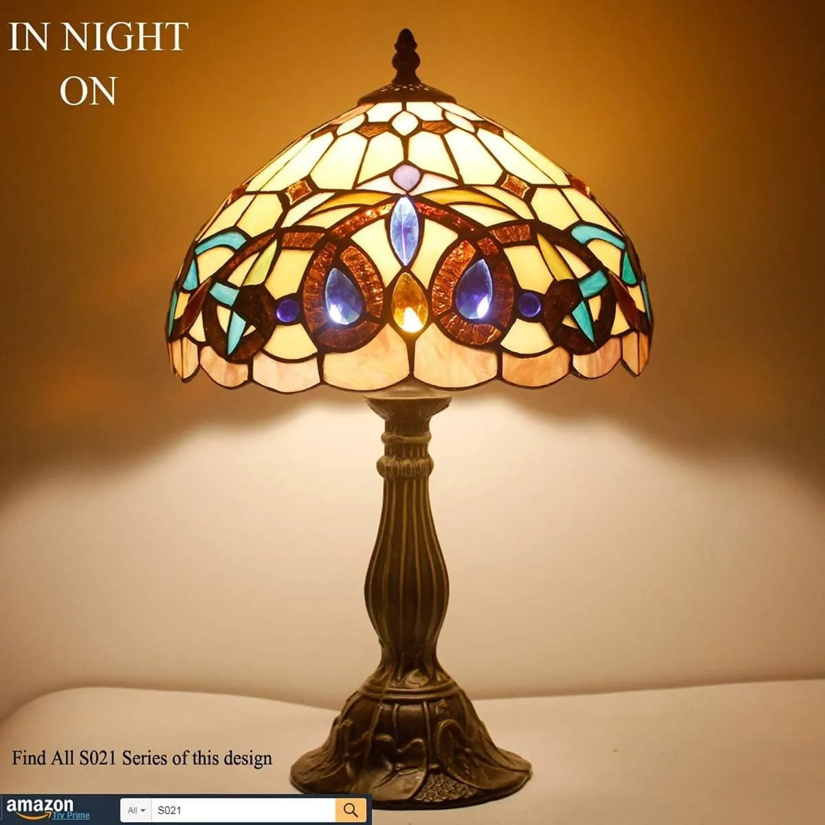 Tiffany Style Table Lamp Stained Glass Serenity - Image 4