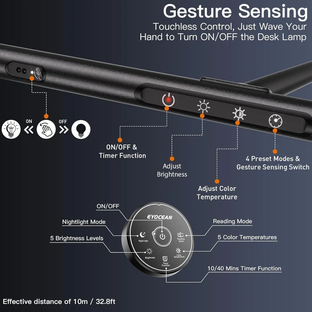 Desk Lamp 31.5 LED for Home Office Gesture - Image 4