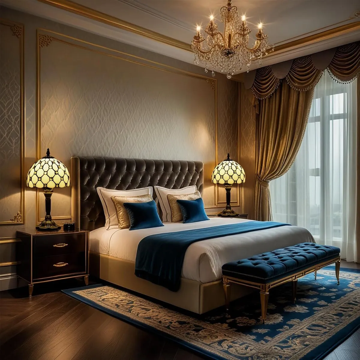 Tiffany Style Yellow Beads Stained Glass Table - Image 3