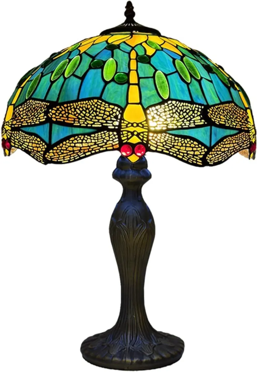 Tiffany Table Lamp 16 inch Handcrafted Green - Image 1