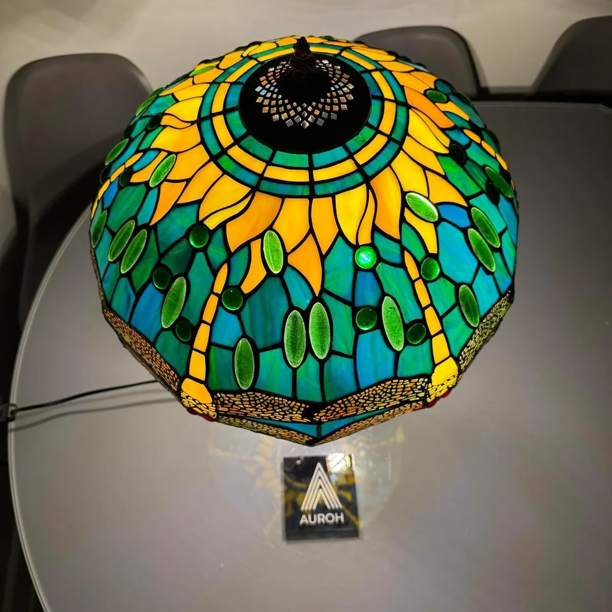 Tiffany Table Lamp 16 inch Handcrafted Green - Image 2