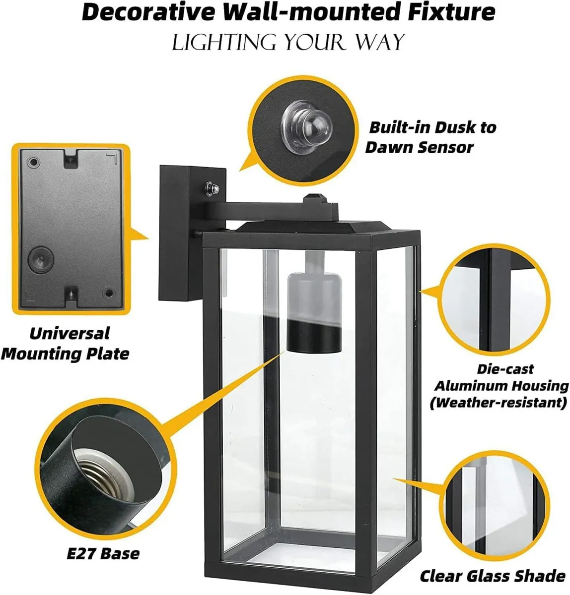 Outdoor Wall Light Dusk to Dawn - Aluminum Black - Image 4