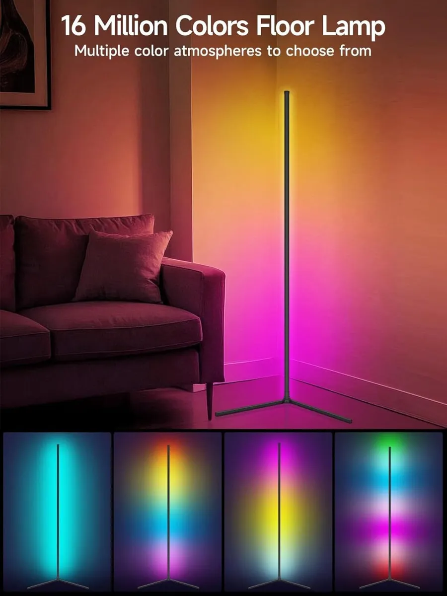 Corner Floor Lamp Smart RGB LED Dimmable Colour - Image 2