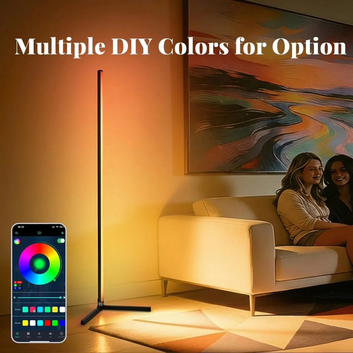 RGB Floor Lamp LED Corner smart with Music Sync - Image 2
