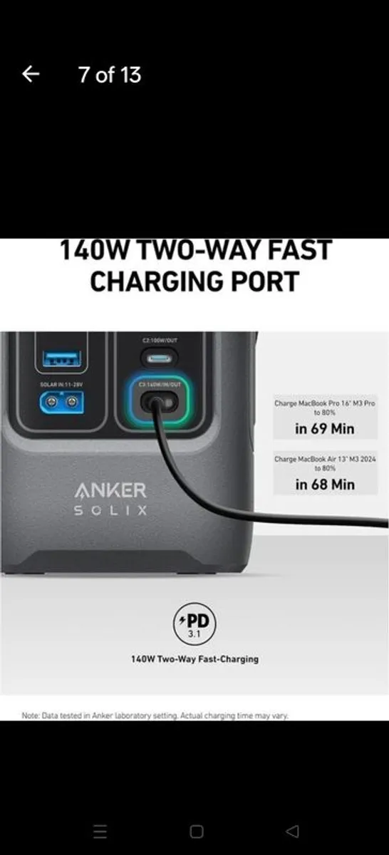 Anker SOLIX C200 DC Power Bank Station (60,000mAh), 192Wh Portable Power Station, LiFePO4 Battery, 200W + 100w Solar Panel - Image 3