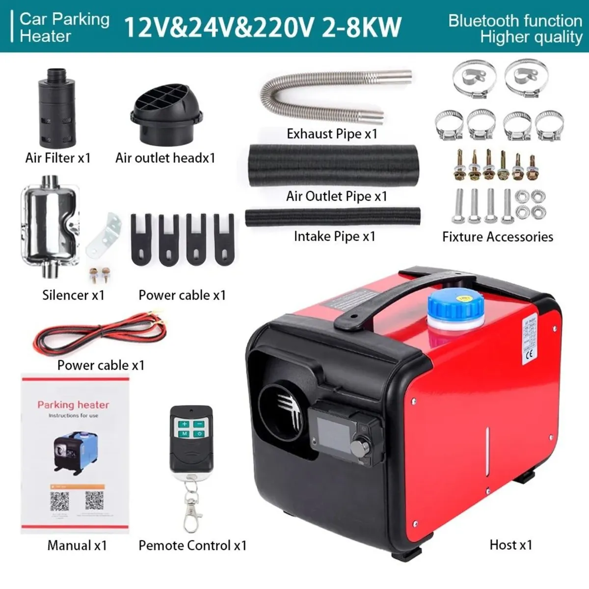 2-8KW Diesel Heater Car Truck w/Remote Bluetooth - Image 2