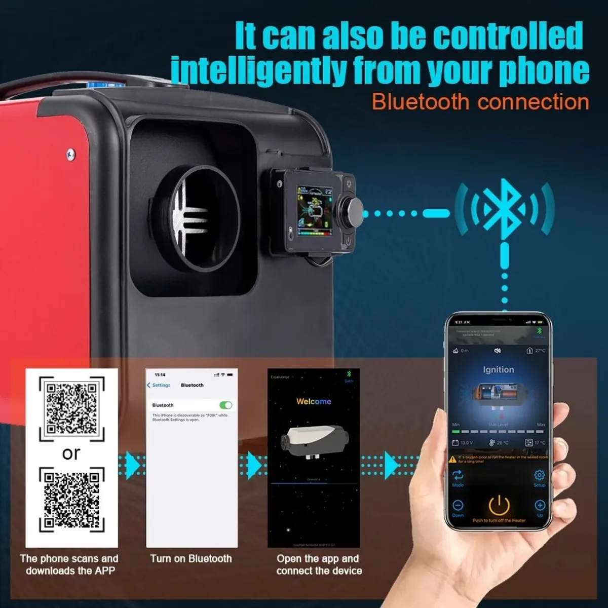 2-8KW Diesel Heater Car Truck w/Remote Bluetooth - Image 4