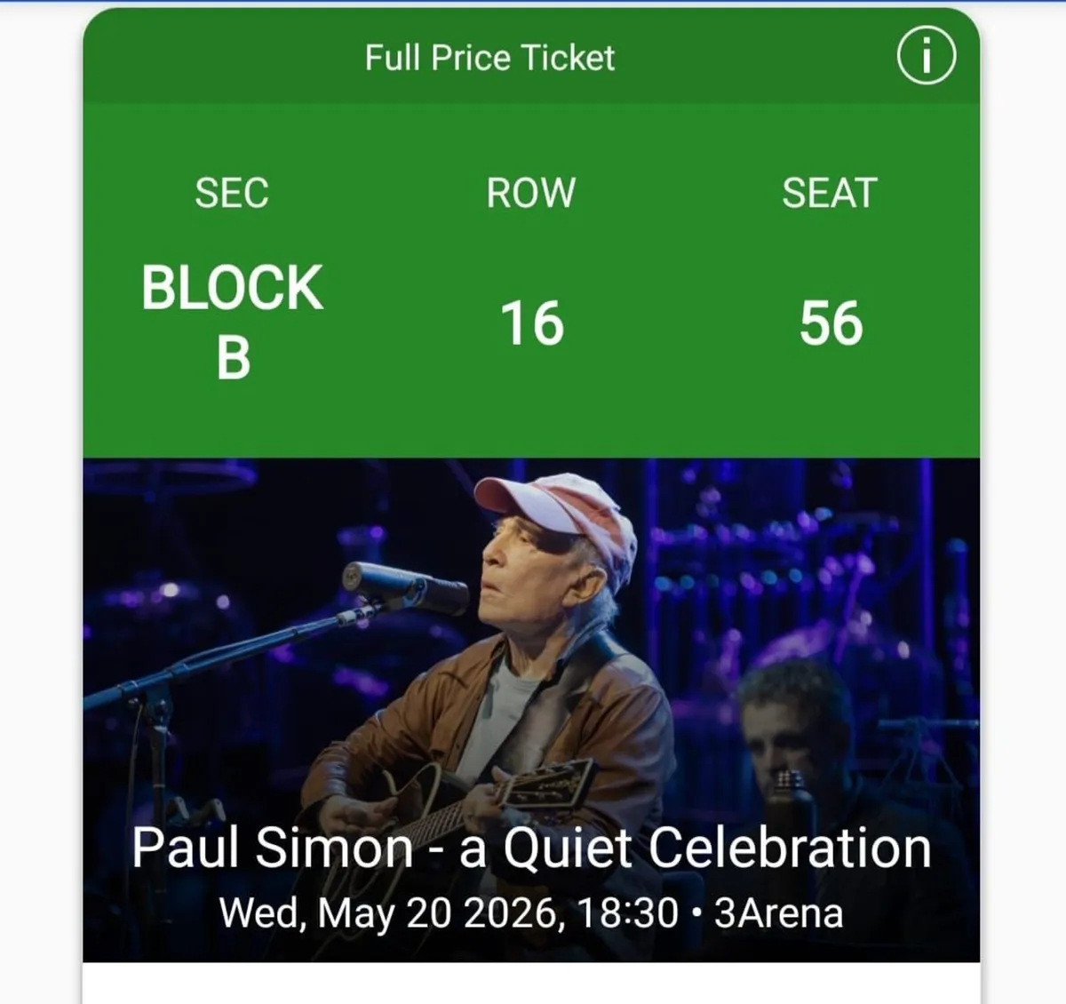 2 x Paul Simon Mobile Tickets - Image 1