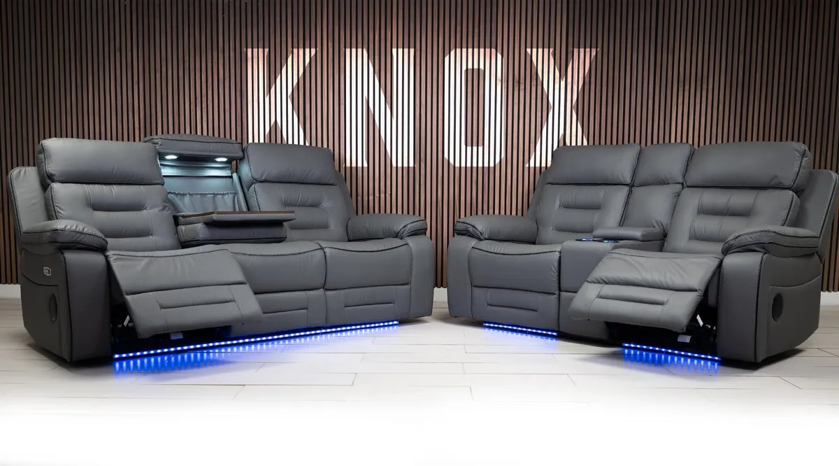 Knox Electric Leather Recliner Sofa Set - Image 2