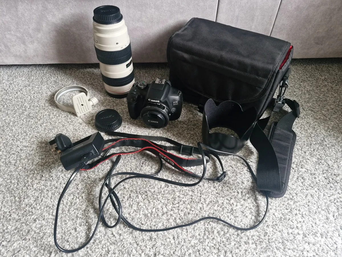 Canon Eos 2000d, 70-200mm lense, 24mm 2.8 and kit - Image 1