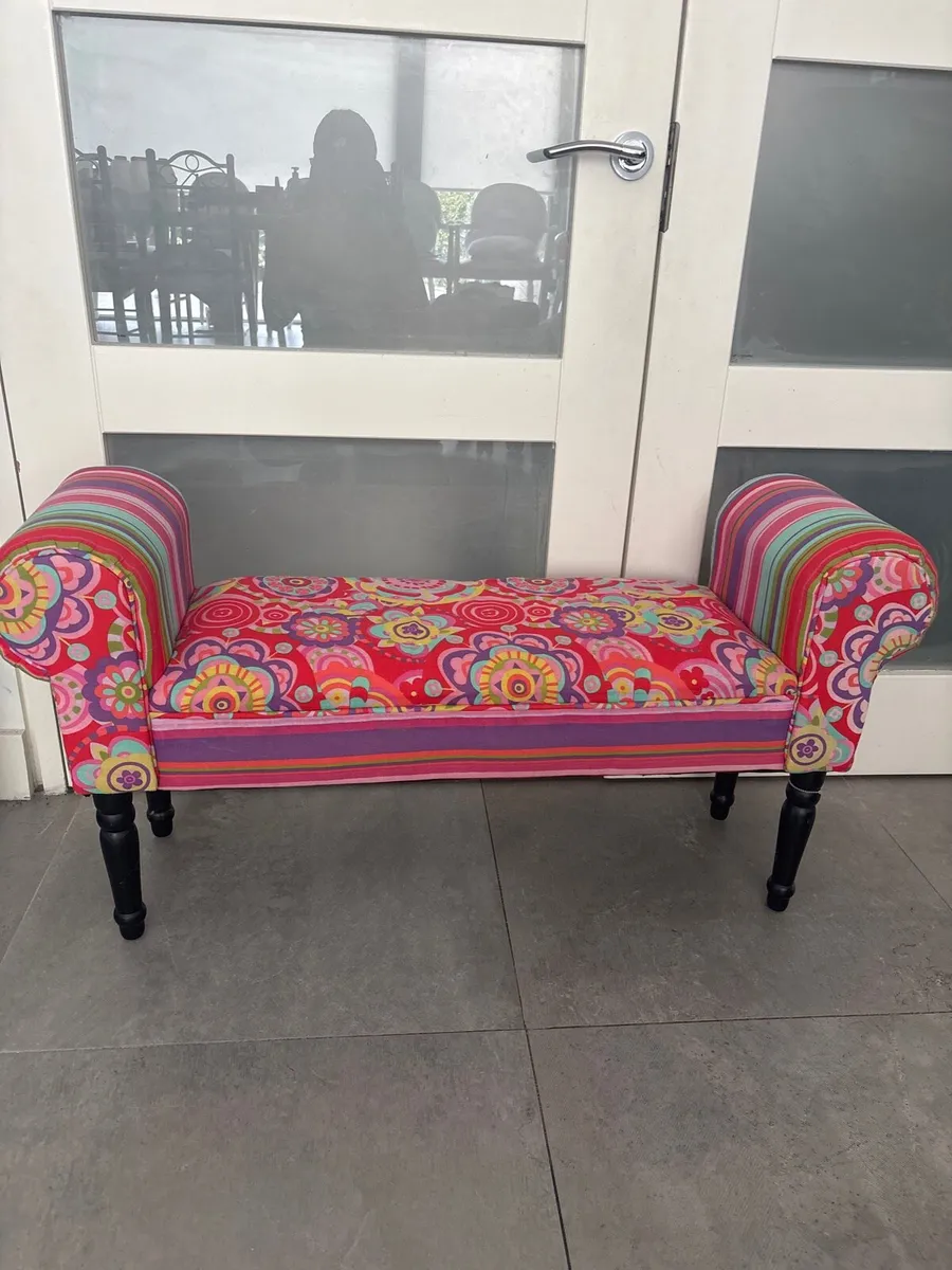 Vintage patchwork bench / french stool - Image 1