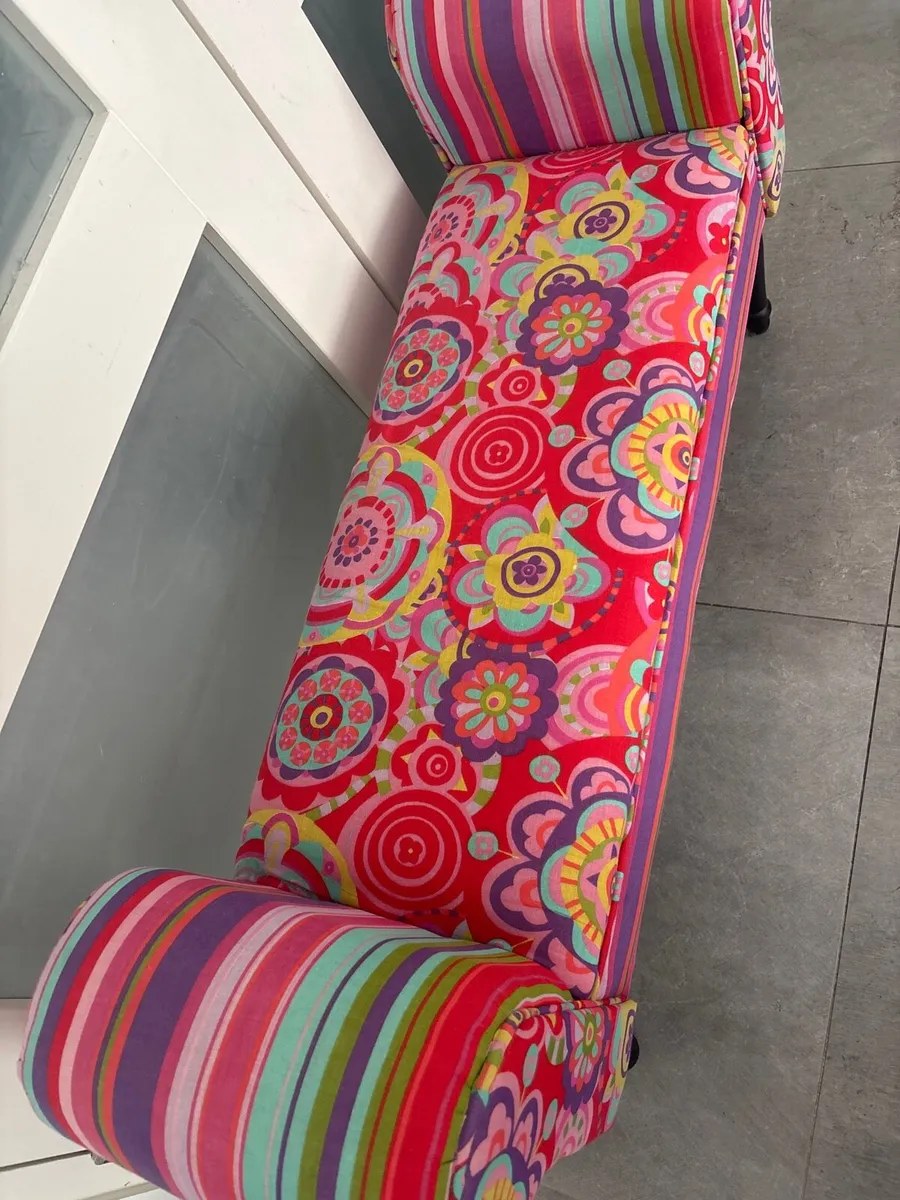 Vintage patchwork bench / french stool - Image 2