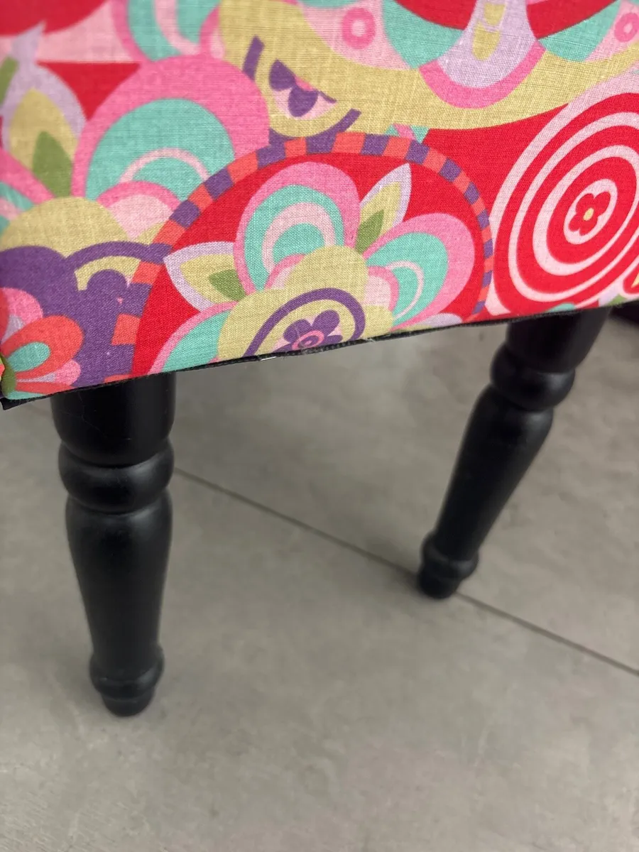 Vintage patchwork bench / french stool - Image 3