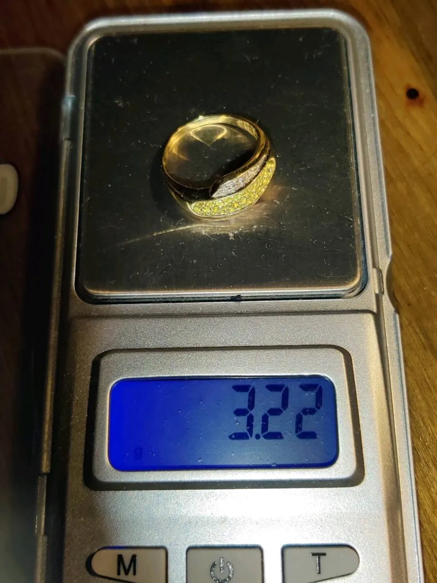 CHUNKY CITRTRINES & DIAMONDS 9CT Gold Vintage Ring - Image 3