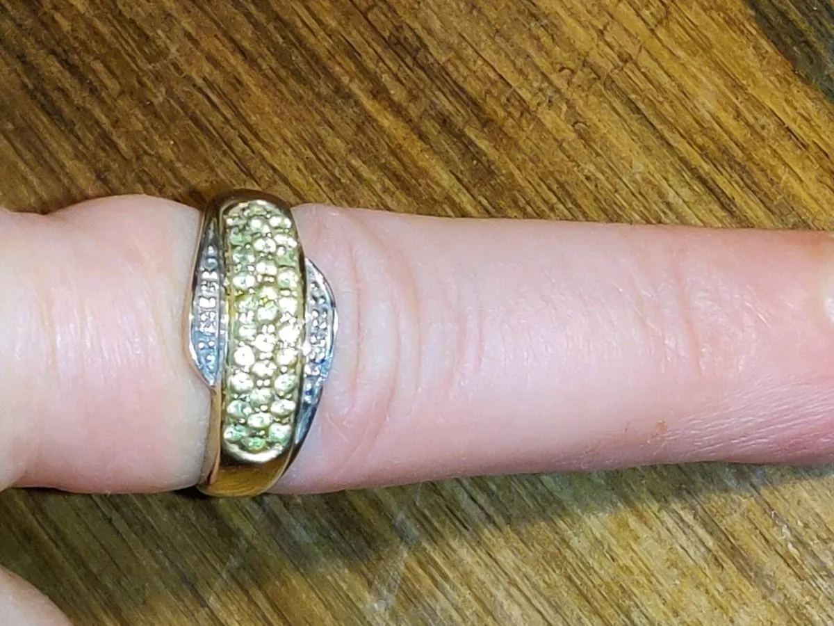 CHUNKY CITRTRINES & DIAMONDS 9CT Gold Vintage Ring - Image 4