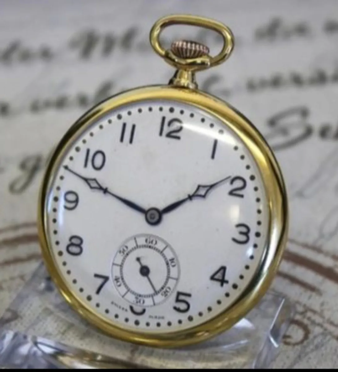 Gold plated swiss made pocket watch - Image 1