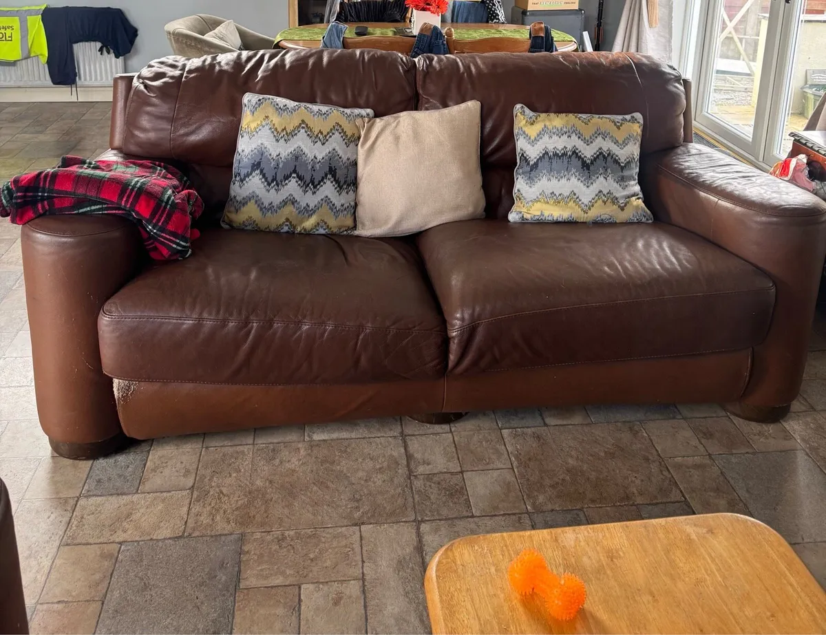 Brown leather couches - Image 1
