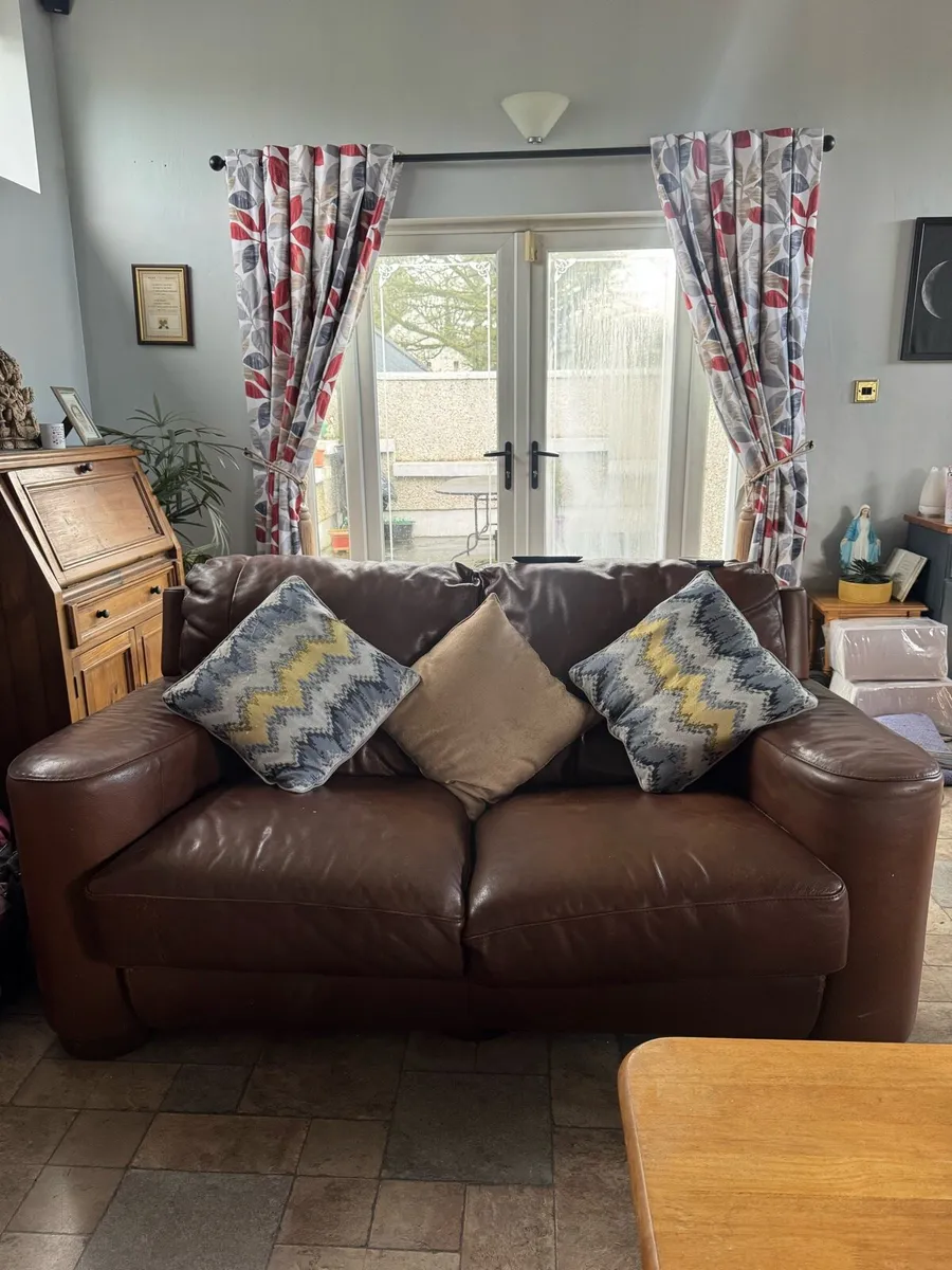 Brown leather couches - Image 2