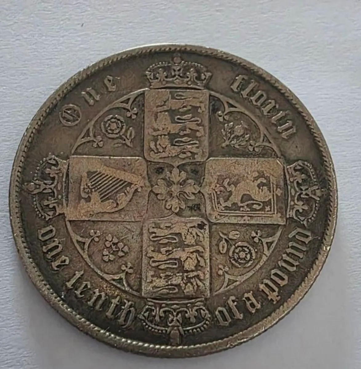 1860 silver gothic florin - Image 2