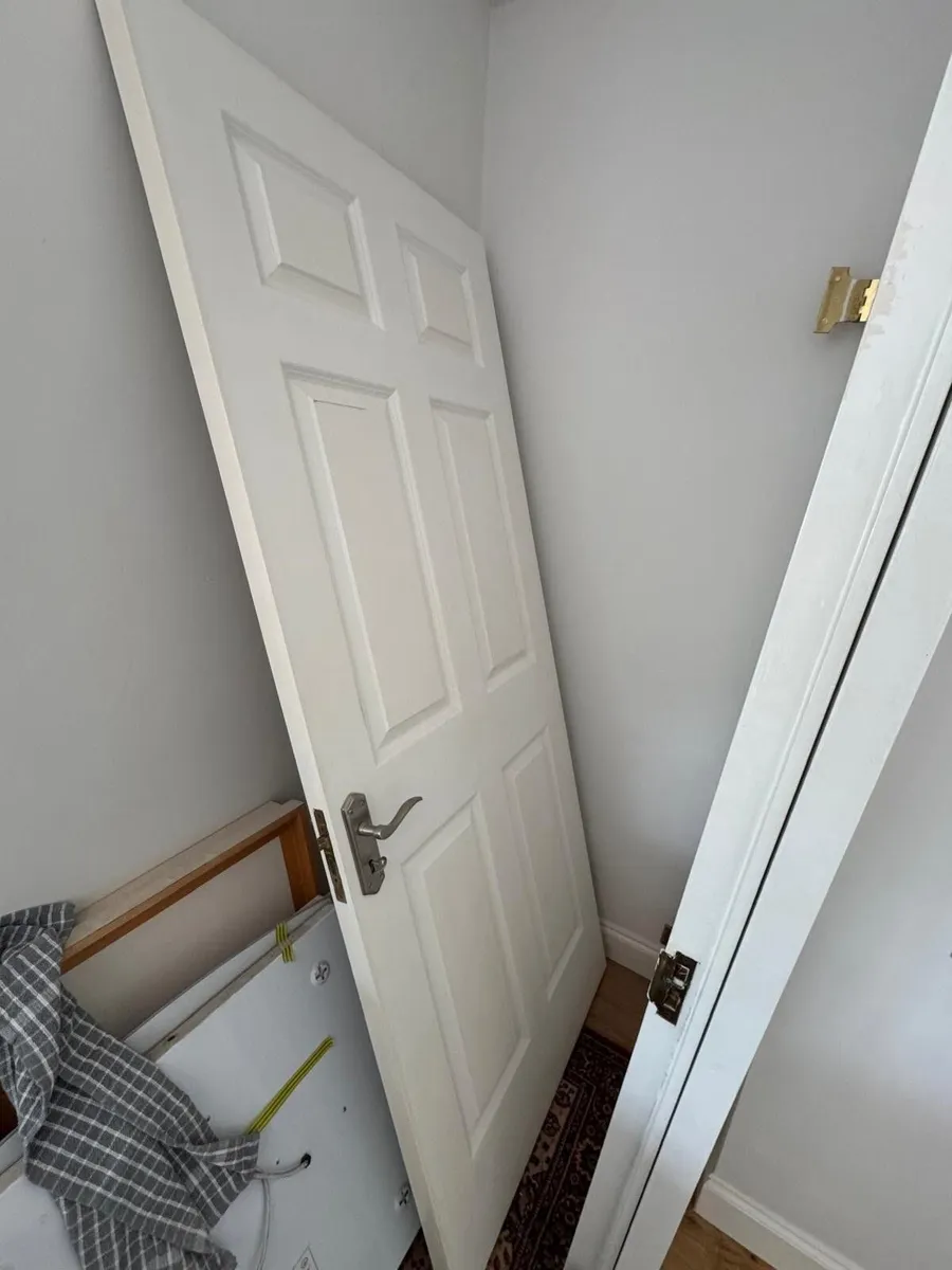 Three white solid wood interior doors for sale - Image 1