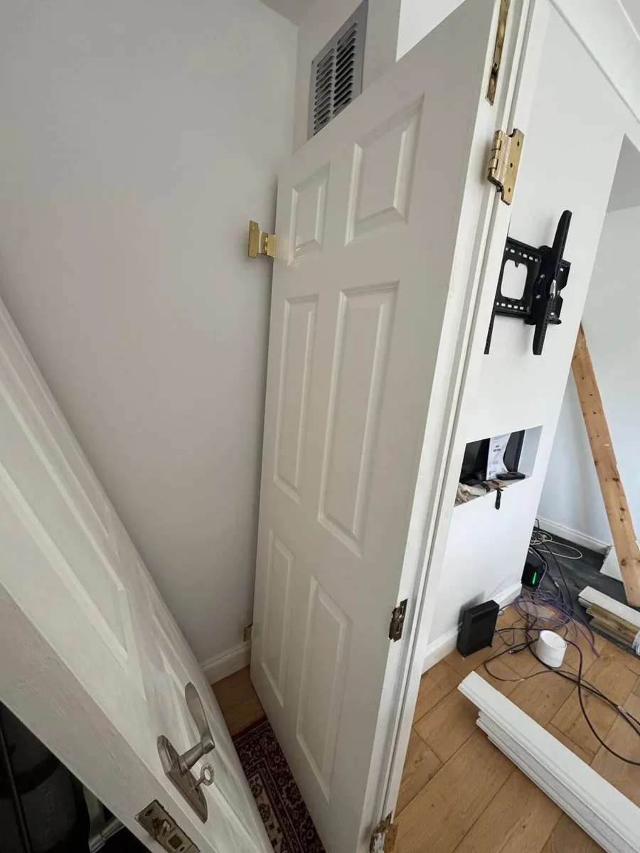 Three white solid wood interior doors for sale - Image 2