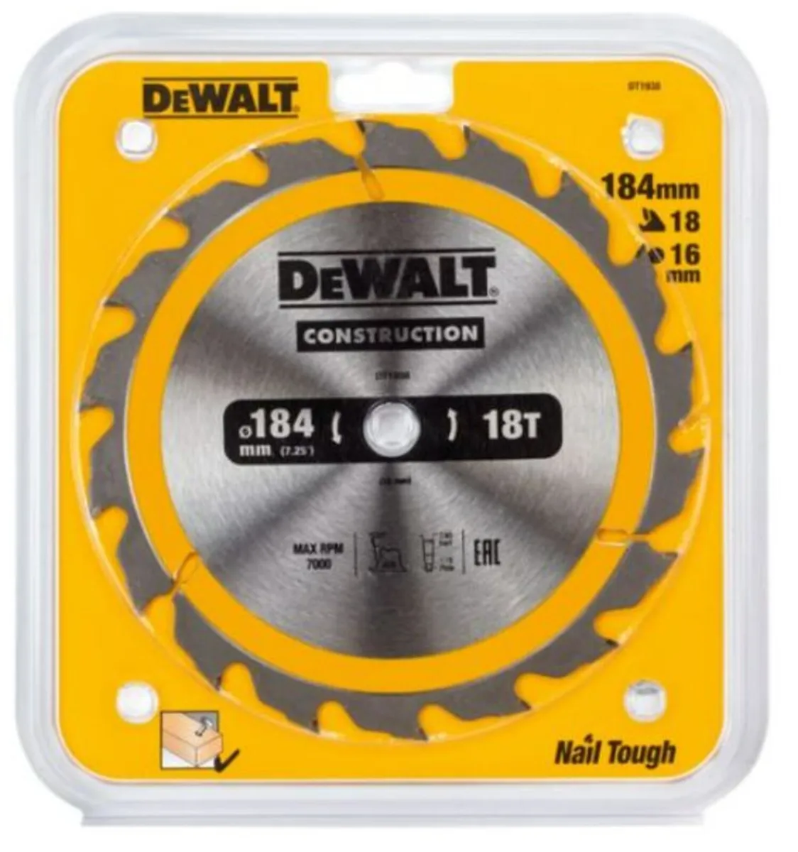 DeWalt DT1938 Circular Saw Blade 184 x 16mm x 18T