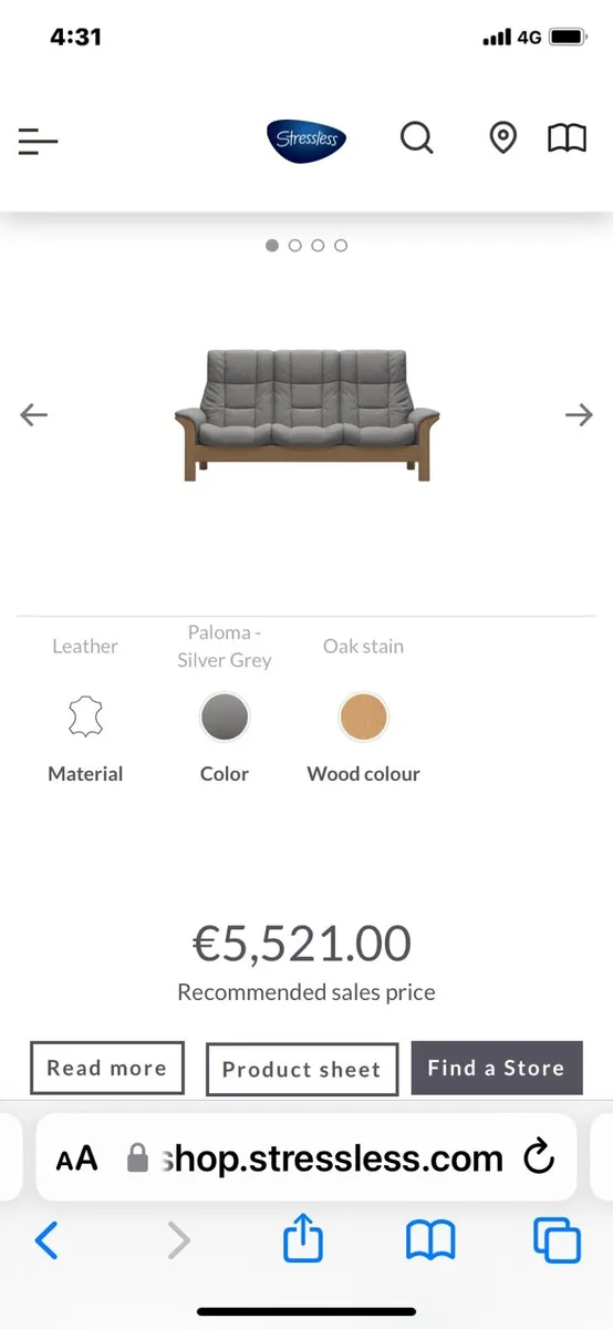 Reclining leather wood sofa - Image 2